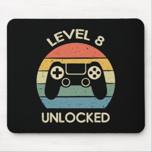 Nivå 8 Upplåst 8-års Gaming Födelsedagspresent Vid Musmatta