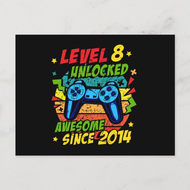Nivå 8 Upplåst Awesome 2014 Spel 8-årsdag Vykort (Framsida)