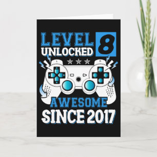 Nivå 8 Upplåst Awesome Sedan 2017 8-års födelsedag Kort