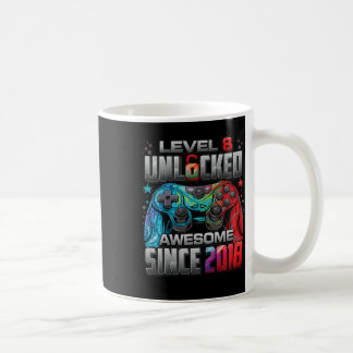 Nivå 8 Upplåst Fantastisk Sedan 2018 8-års Födelse Kaffemugg