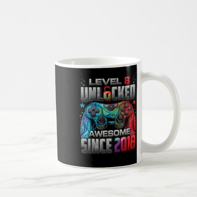 Nivå 8 Upplåst Fantastisk Sedan 2018 8-års Födelse Kaffemugg (Höger)