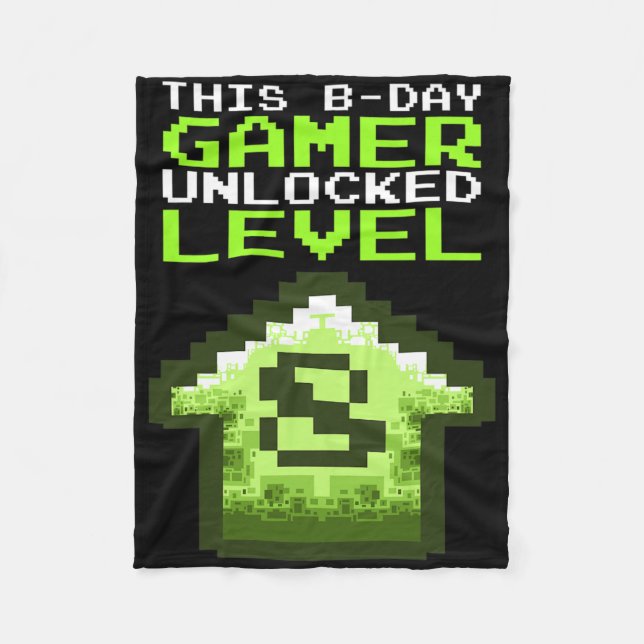 Nivå 8 Upplåst Födelsedags Video Game 8-årsdag  Fleecefilt (Framsidan)
