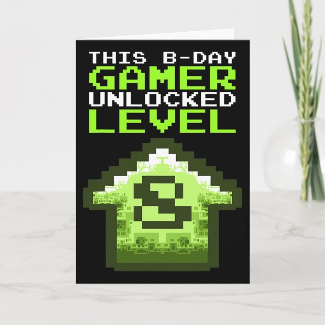 Nivå 8 Upplåst Födelsedags Video Game 8-årsdag  Kort (Framsida)
