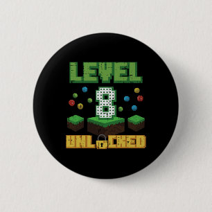 Nivå 8 Upplåst Pixel Gamer 8-årsdag Gaming B Knapp