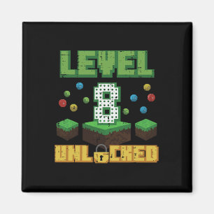 Nivå 8 Upplåst Pixel Gamer 8-årsdag Gaming B Magnet