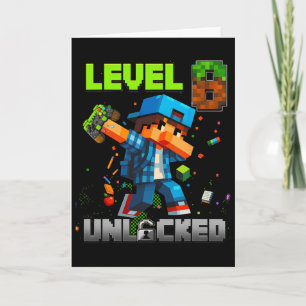Nivå 8 Upplåst Rolig Födelsedags Pojke Pixel Spela Kort