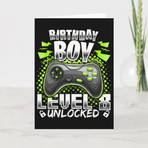 Nivå 8 Upplåst TV-spel 8-års födelsedag Gamer Gif Kort