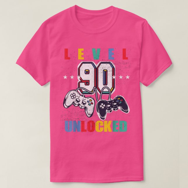 Nivå 90 Olåst 90:e videospel, födelsedag M T Shirt (Design framsida)