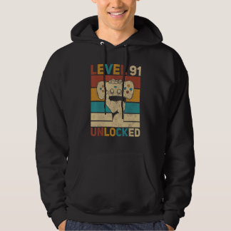 Nivå 91 Olåst 91:a födelsedag 91-årig gamer Hoodie