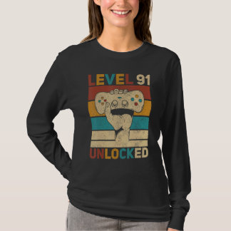 Nivå 91 Olåst 91:a födelsedag 91-årig gamer T Shirt