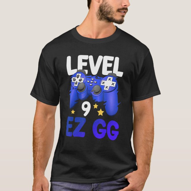 Nivå 9 EZ GG 9th Gamer Boy Teenager Controller Bi T Shirt (Framsida)