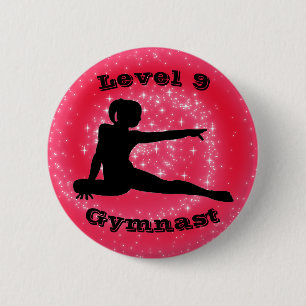 Nivå 9 Gymnast - Girls Gymnastics Button Knapp