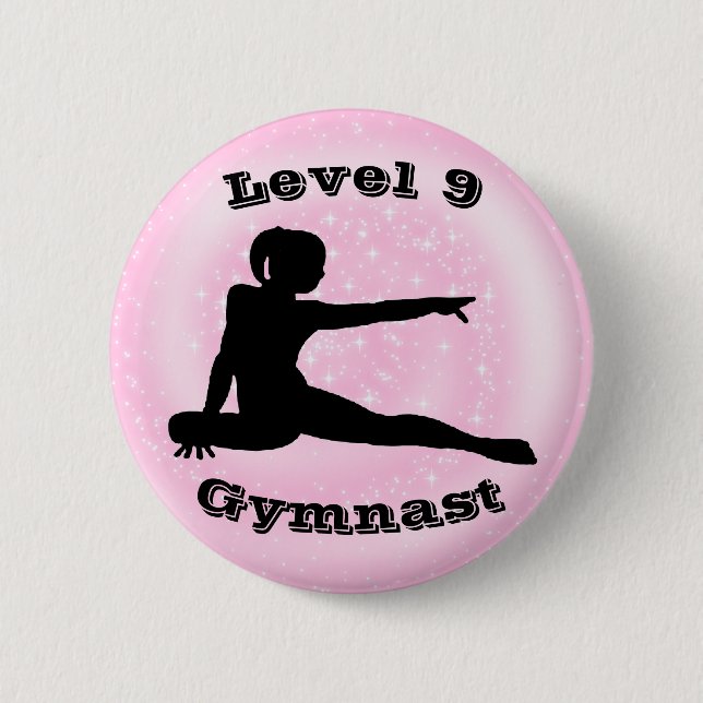 Nivå 9 Gymnast - Girls Gymnastics Button Knapp (Framsida)