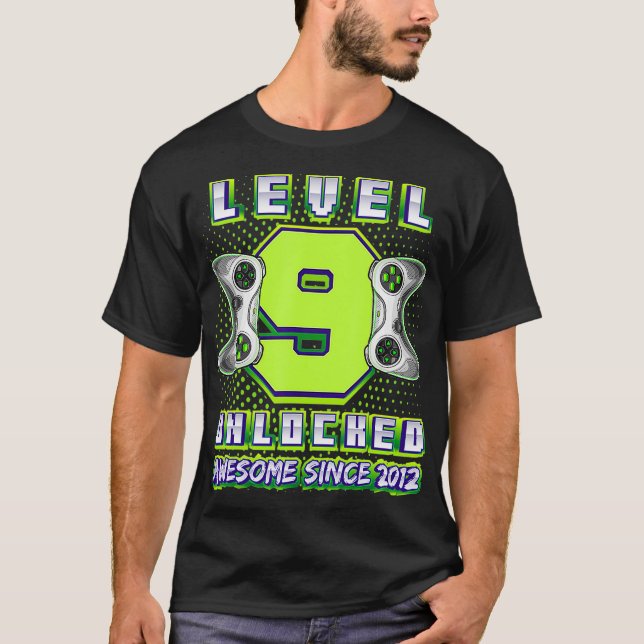 Nivå 9 Olåst Fantastisk 2012-videospel 9:e födelse T Shirt (Framsida)