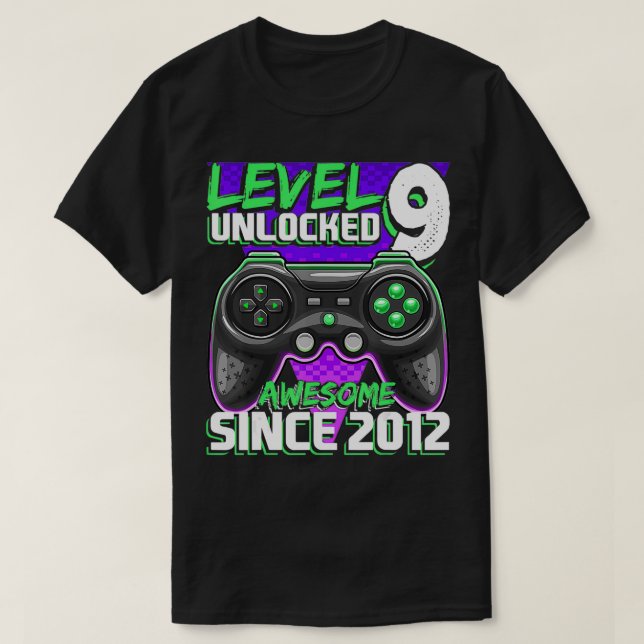 Nivå 9 Olåst Fantastisk 2012-videospel 9:e födelse T Shirt (Design framsida)