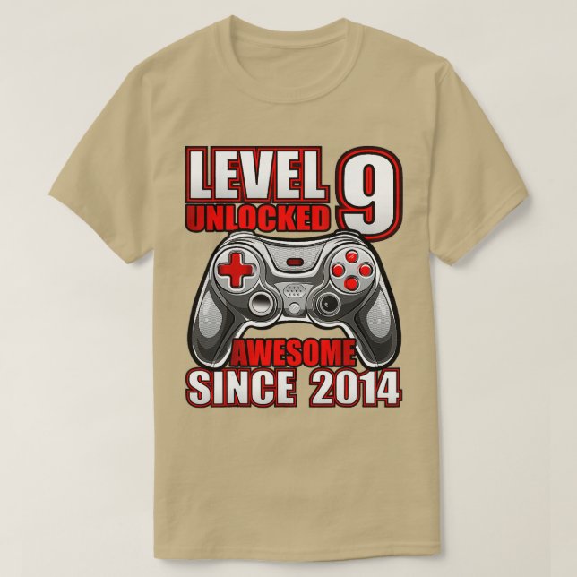 Nivå 9 Olåst Fantastisk 2014-videospel 9:e födelse T Shirt (Design framsida)