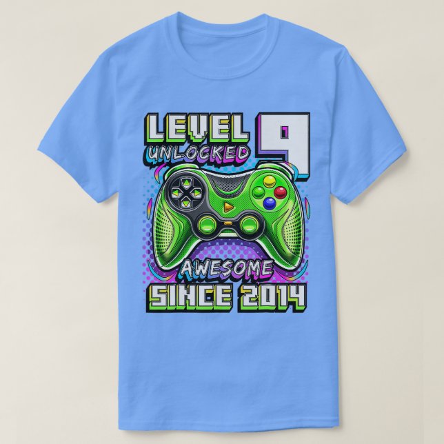 Nivå 9 Olåst Fantastisk 2014-videospel 9:e födelse T Shirt (Design framsida)