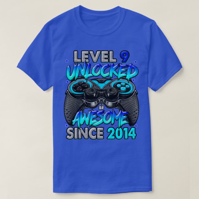 Nivå 9 olåst Fantastisk sedan 2014 9:e födelsedage T Shirt (Design framsida)