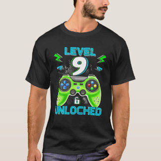 Nivå 9 olåsta födelsedagsbarn 9:e videospelet nio t shirt