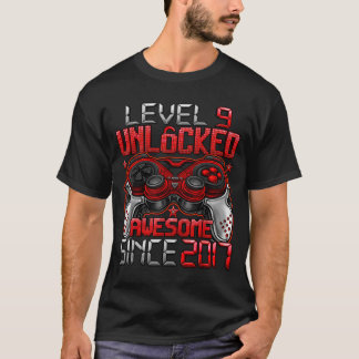 Nivå 9 Upplåst 9 År Gammal För Pojkar 9-årsdag T Shirt