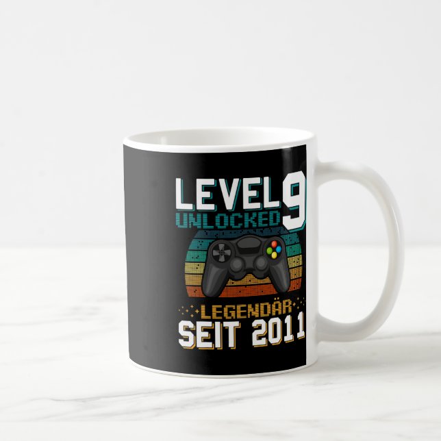 Nivå 9 Upplåst 9-årsdag 9-årig Videospel Kaffemugg (Höger)