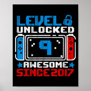 Nivå 9 Upplåst 9-årsdag Spelpresent Pojkar Poster