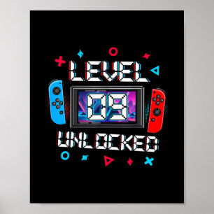 Nivå 9 Upplåst Gamer 9-årspresent Video Spel Poster