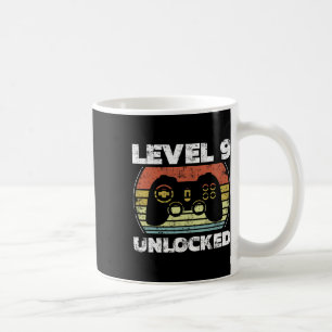 Nivå 9 Upplåst Roligt Videospelare 9-årsdag Kaffemugg