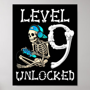 Nivå 9 Upplåst Skelett Spelare Videospel 9:e B Poster