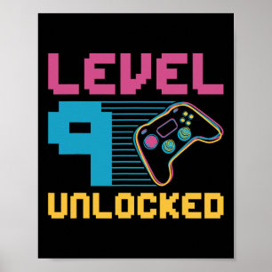 Nivå 9 Upplåst Spel Födelsedag 1 Poster