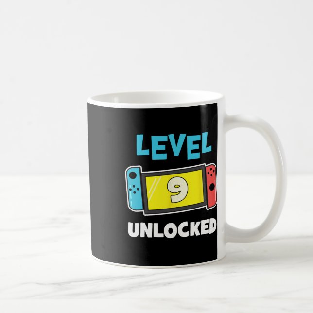 Nivå 9 Upplåst Spelare 9-årspresent Video Gam Kaffemugg (Höger)