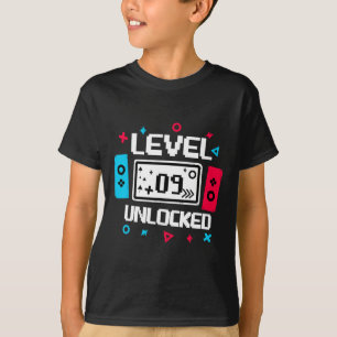 Nivå 9 Upplåst Spelare - 9-årspresent Videospel G T Shirt