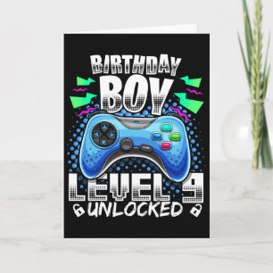 Nivå 9 Upplåst TV-Spel 9-års Födelsedag Gamer Gif Kort