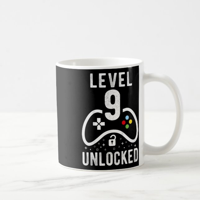 Nivå 9 Upplåst TV-spel 9-årspresent  Kaffemugg (Höger)