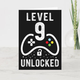 Nivå 9 Upplåst TV-spel 9-årspresent Kort