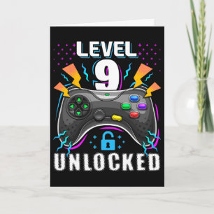 Nivå 9 Upplåst Video Game 9-årsdag Gamer Gif Kort