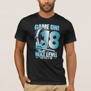 Nivå olåst 18:e födelsedagen 18 års Boy Girl Gam T Shirt
