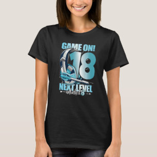 Nivå olåst 18:e födelsedagen 18 års Boy Girl Gam T Shirt