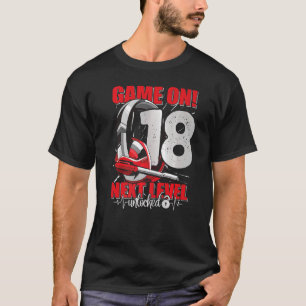 Nivå olåst 18:e födelsedagen 18 års Boy Girl Gam T Shirt