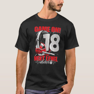 Nivå olåst 18:e födelsedagen 18 års Boy Girl Gam T Shirt