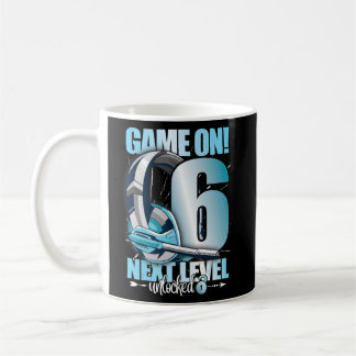 Nivå olåst 6e födelsedag 6 års Boy Girl Gamin Kaffemugg