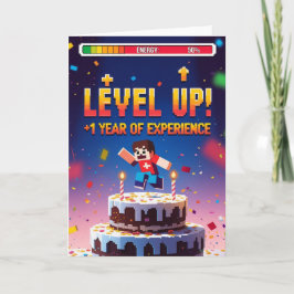 Nivå upp! +1 Årets upplevelseår Gamer Birthday Kort