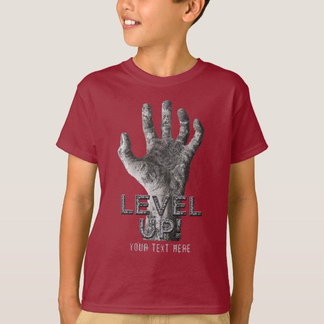 "Nivå upp!" anpassningsbar Zombie Hand-kläder T Shirt (Framsida)