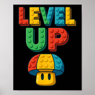 Nivå Upp Block Bokstavs Powerup Spelare Poster