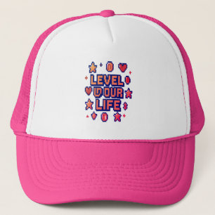 "Nivå upp ditt liv" - Pixel Art Motivational Desi Keps