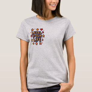 "Nivå upp ditt liv" - Pixel Art Motivational Desi T Shirt