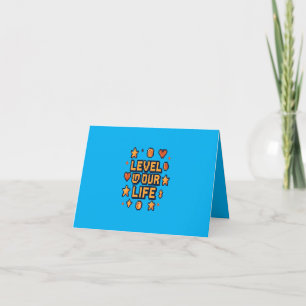 "Nivå upp ditt liv" - Pixel Art Motivational Desi Tack Kort