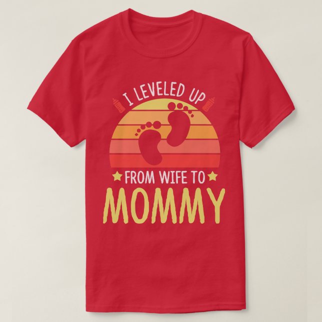 Nivå upp från hustru till Mamma gravid framtida Ma T Shirt (Design framsida)