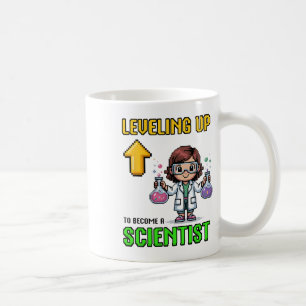 Nivå Upp Scientist Ck Till Skolan Rolig Gamer Tjej Kaffemugg