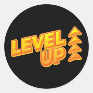 Nivå upp spel runt klistermärke
